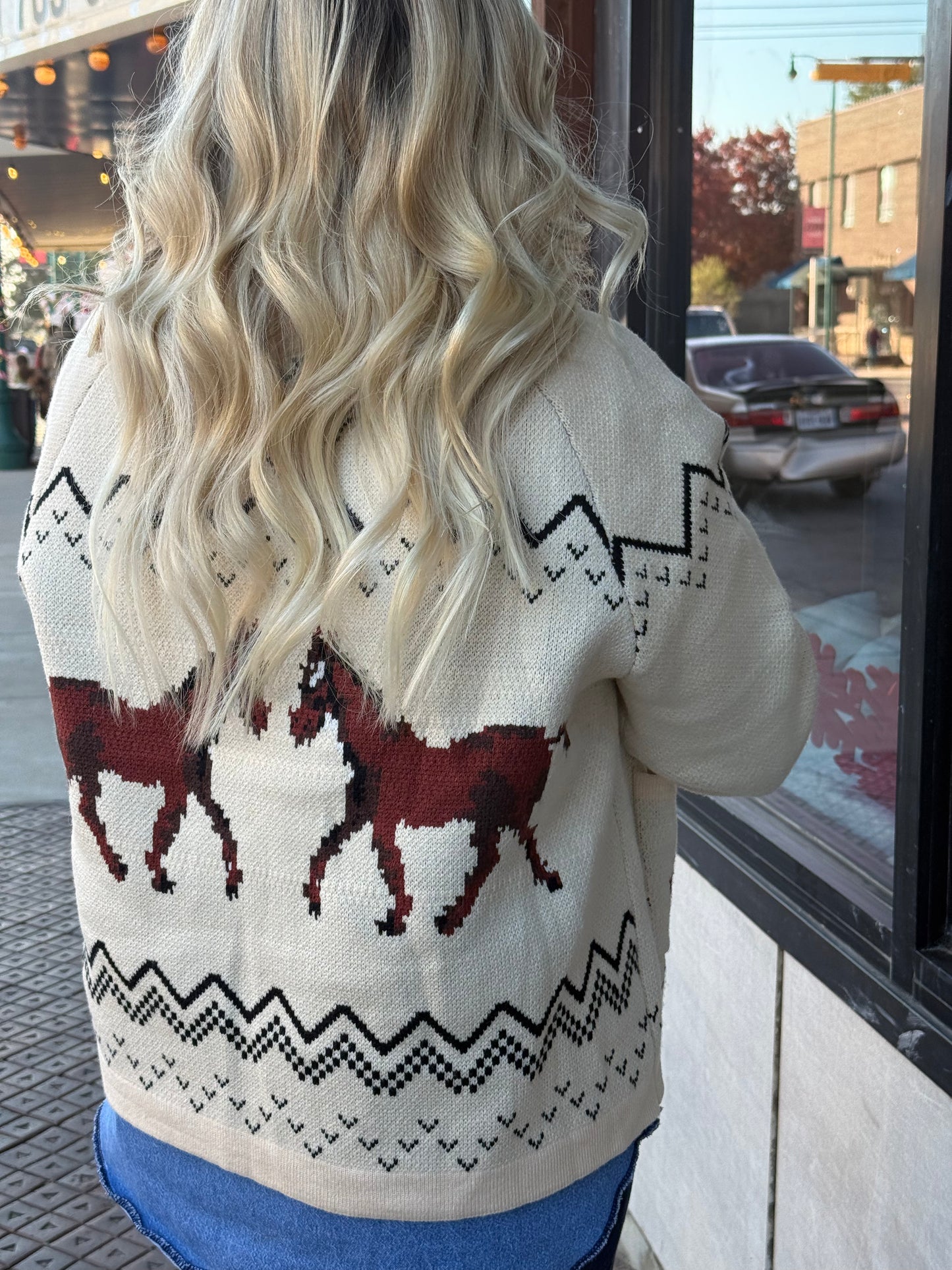 HORSE KNIT SWEATER CARDIGAN