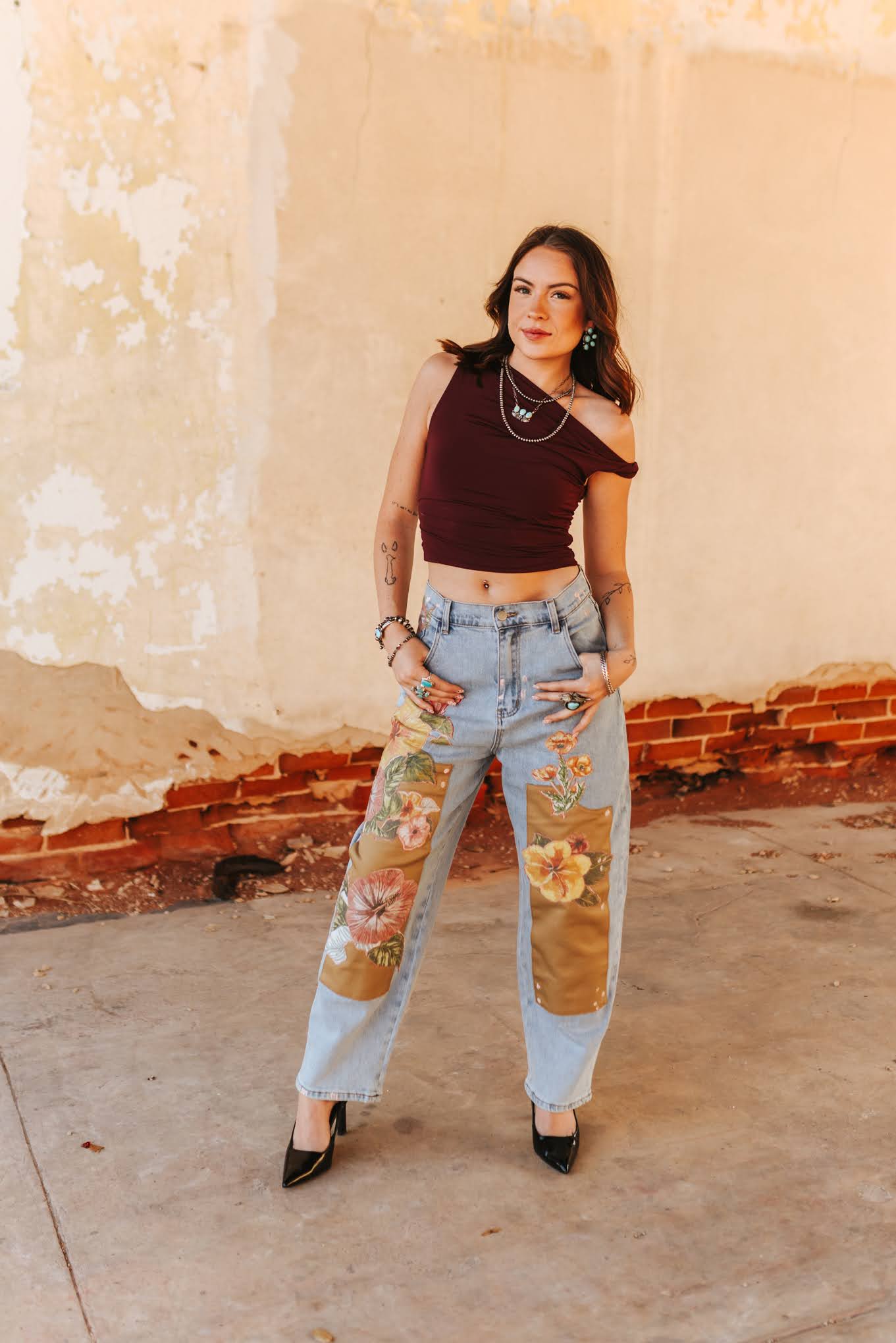 Flower Patch Barrel Leg Jean