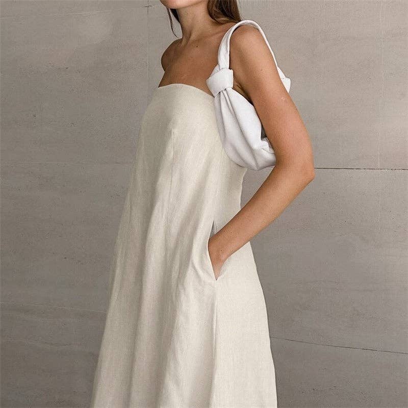 Solid Color Strapless Backless Maxi Dress