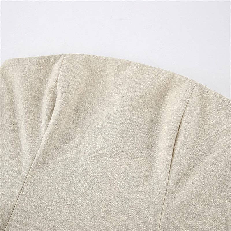 Solid Color Strapless Backless Maxi Dress