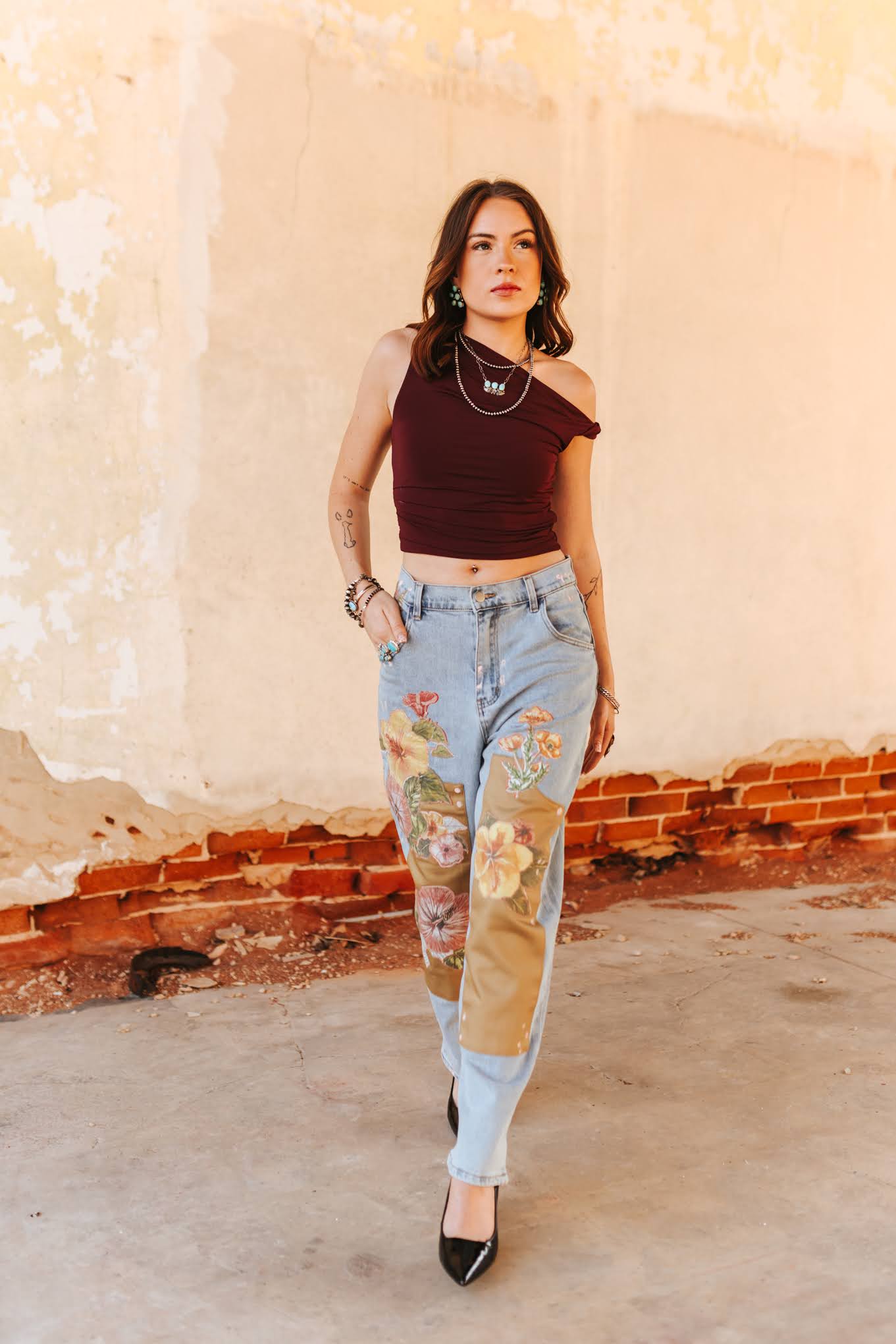 Flower Patch Barrel Leg Jean