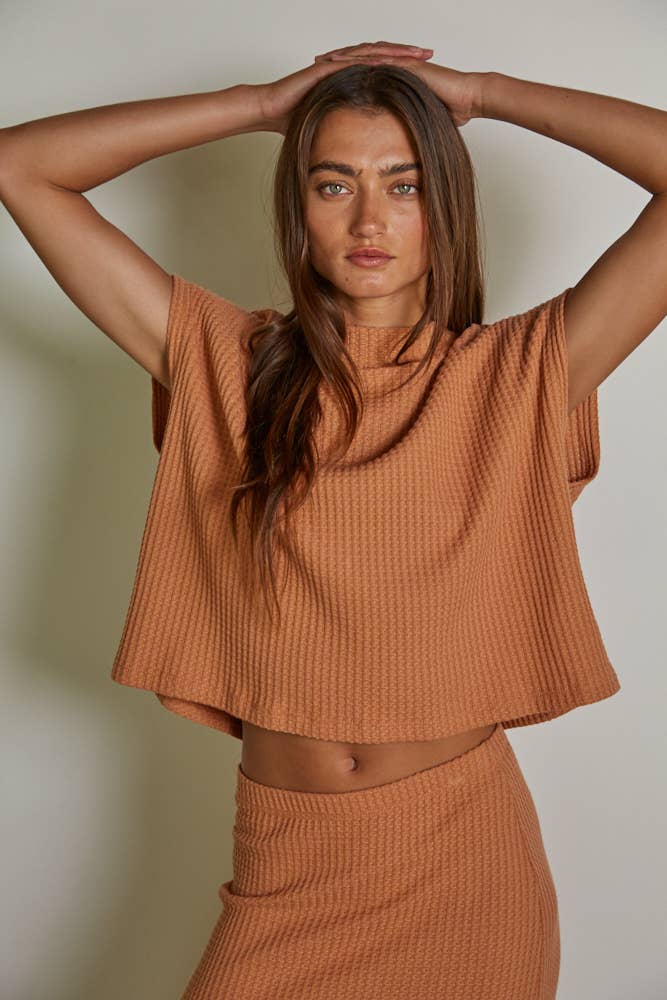 RJ3097 | Knit Thermal Mock Neck Sleeveless Top