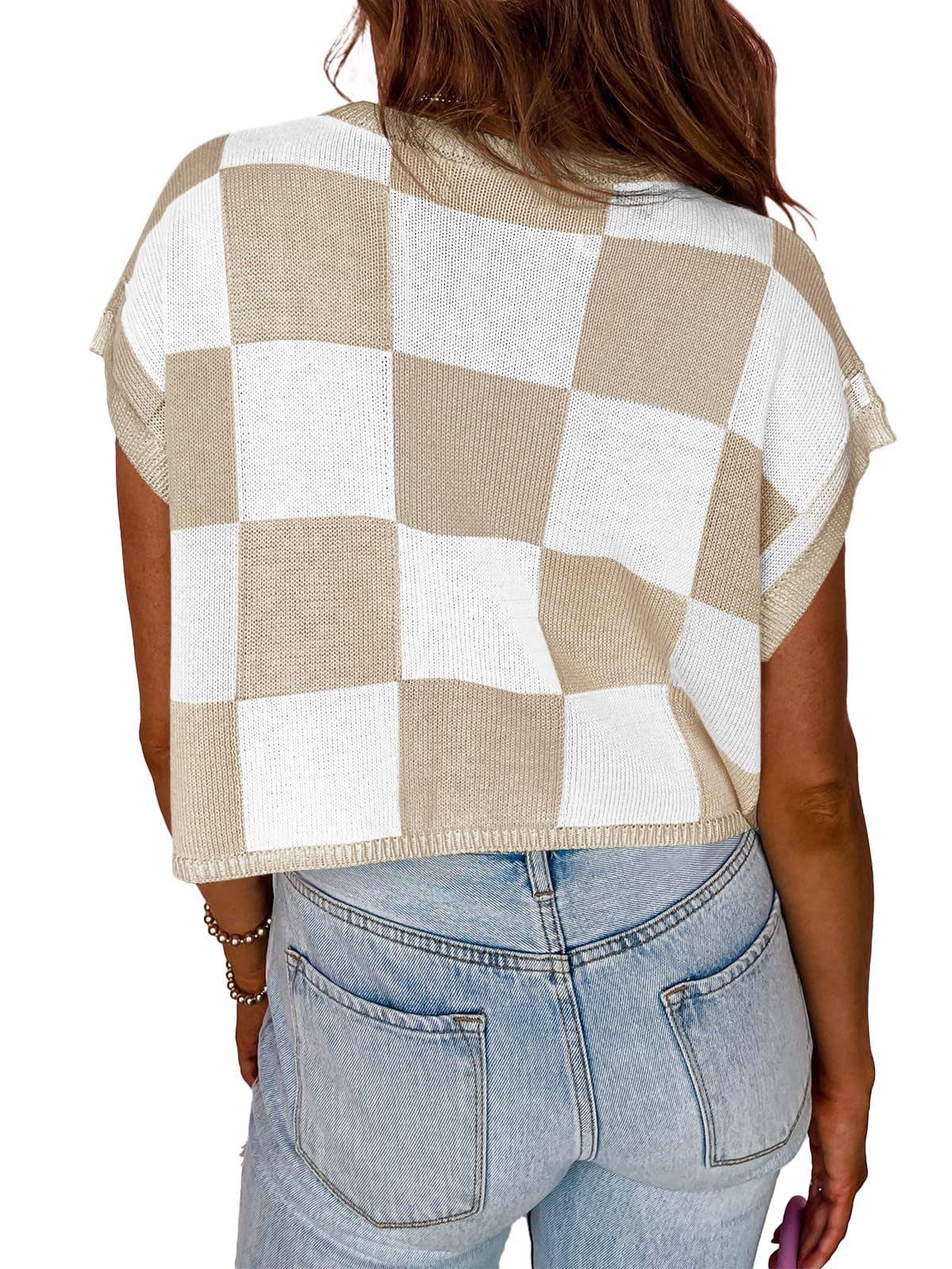 Colorblocked Sweater Vest Crew Neck Knit Trendy Pullover Vest