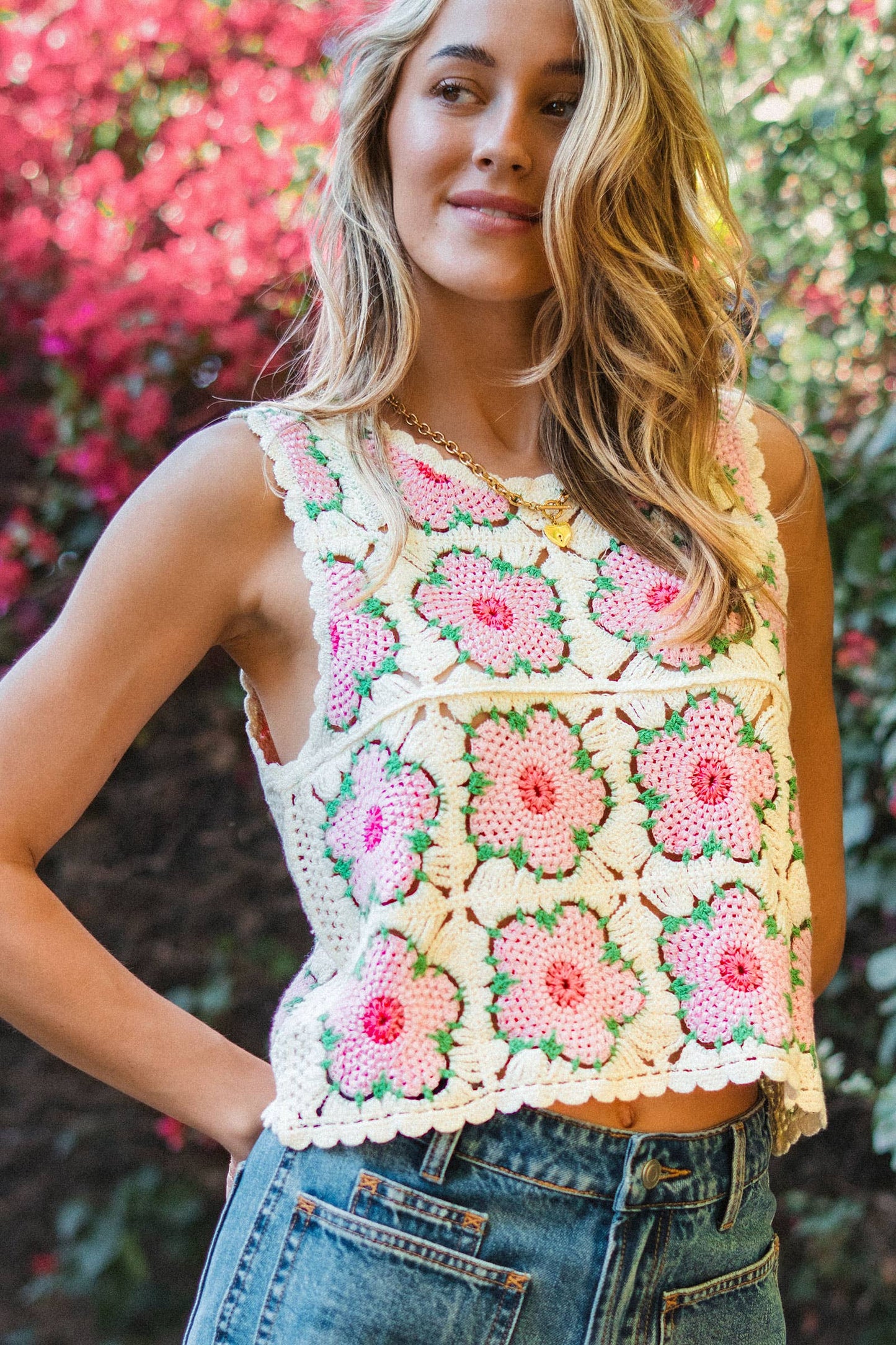 Floral Crochet Tank Top