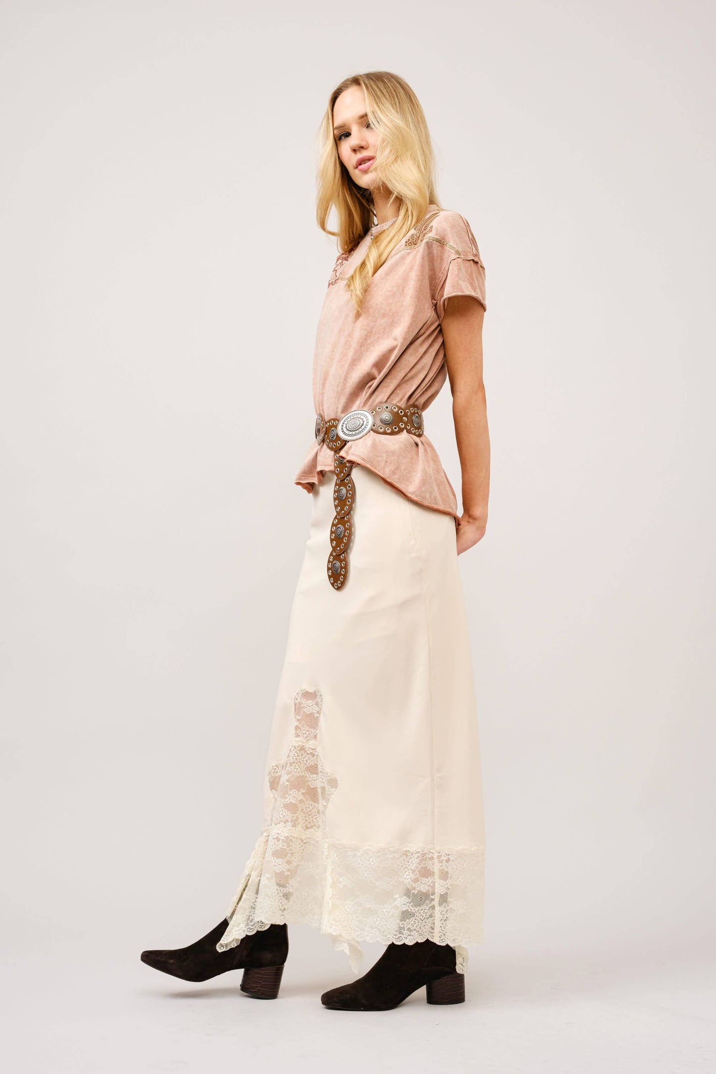 Embroidered Shoulder Western Yoke T-Shirt