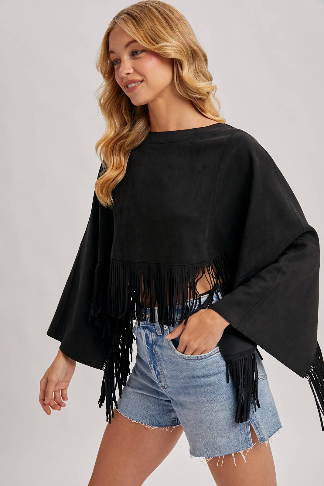 WESTERN BOHEMIAN SUEDE FRINGE CAPE
