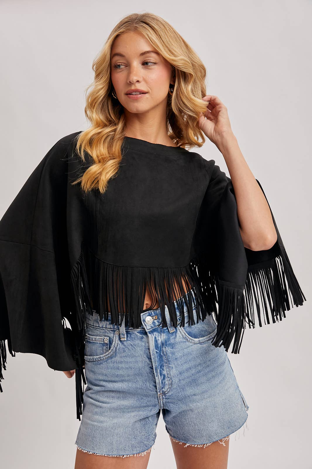 WESTERN BOHEMIAN SUEDE FRINGE CAPE