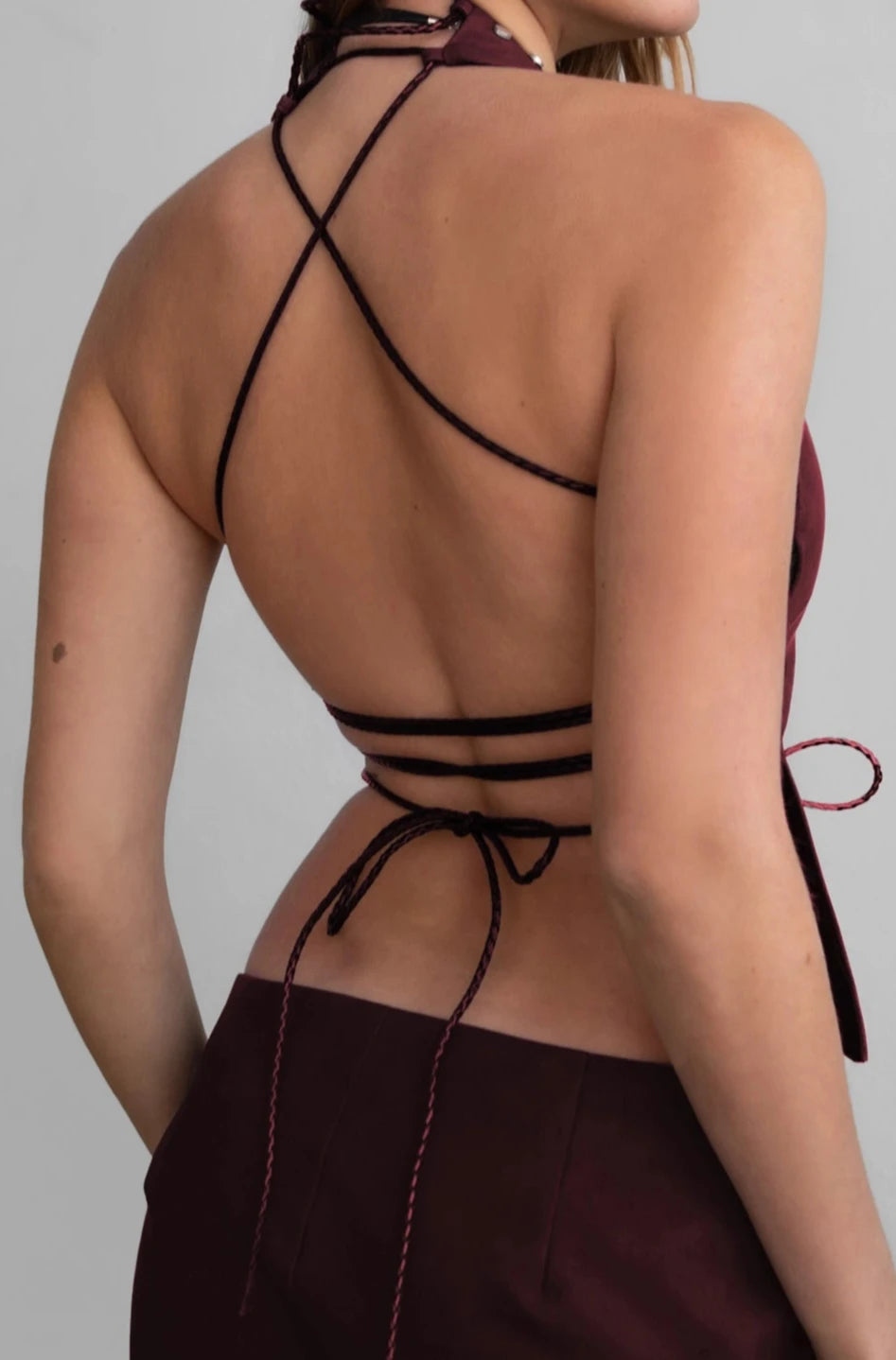 THE JOLENE LEATHER LACE UP TOP