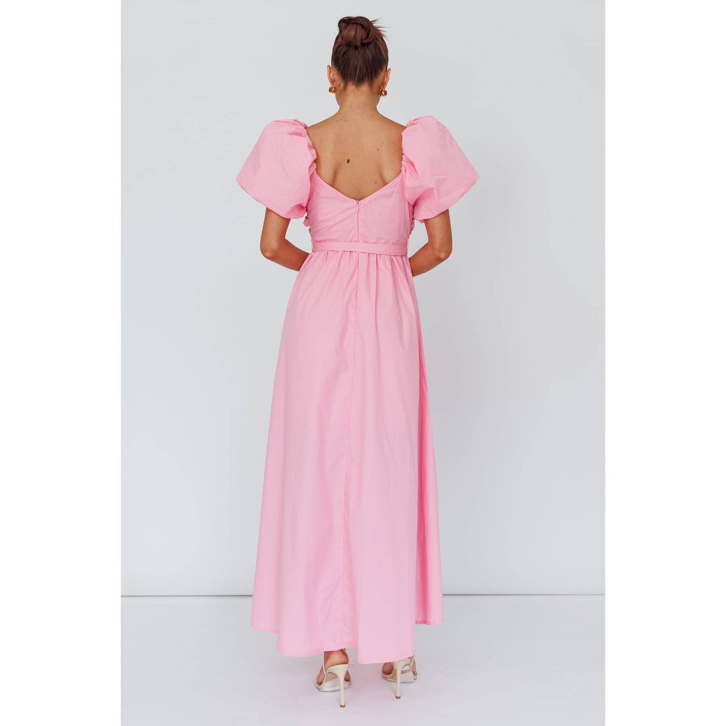 BALLOON SLEEVE V NECKLINE MAXI DRESS / CM6265D