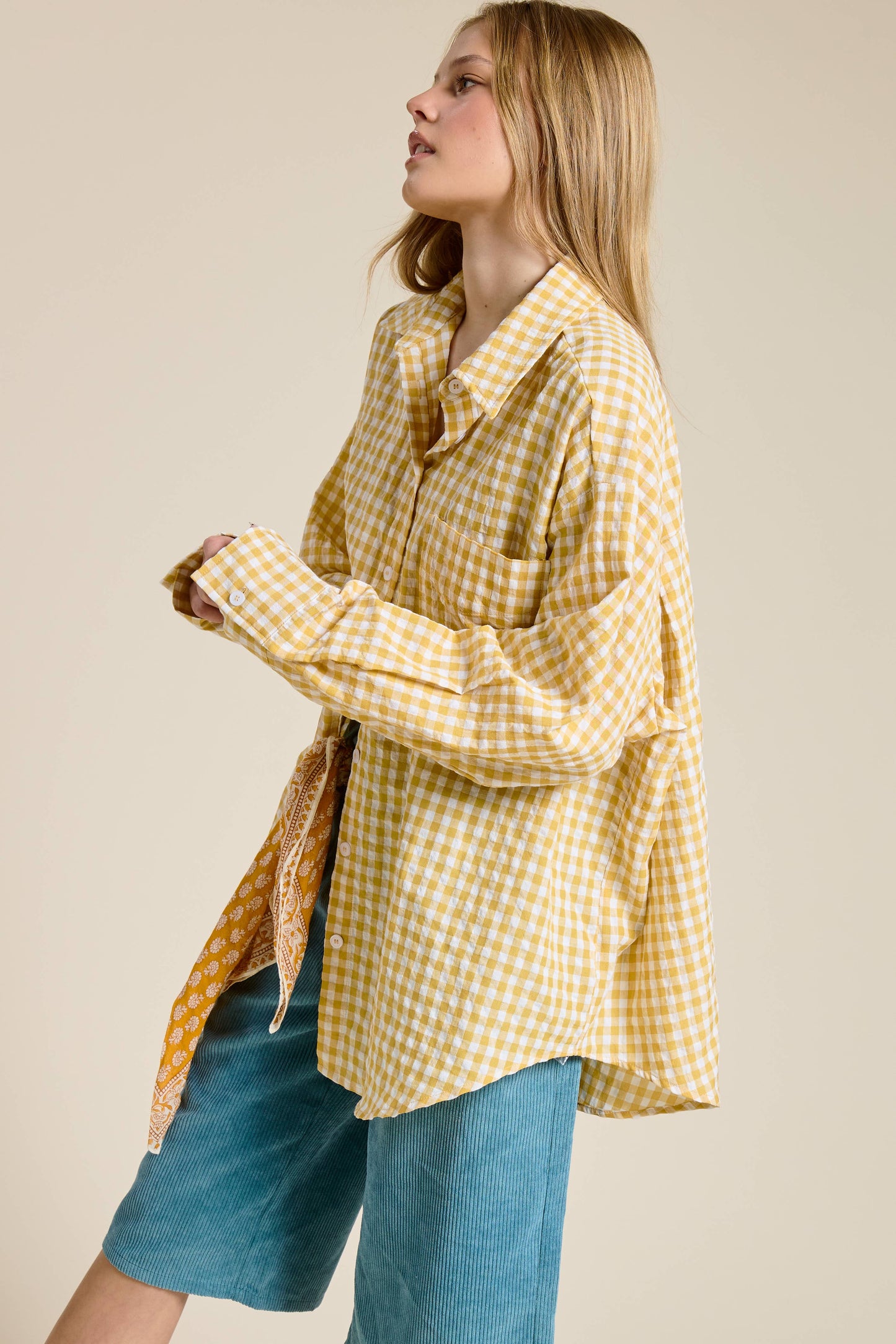 Oversized Gingham Button Down Shirt