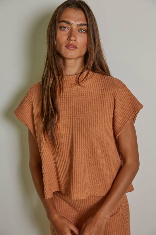 RJ3097 | Knit Thermal Mock Neck Sleeveless Top