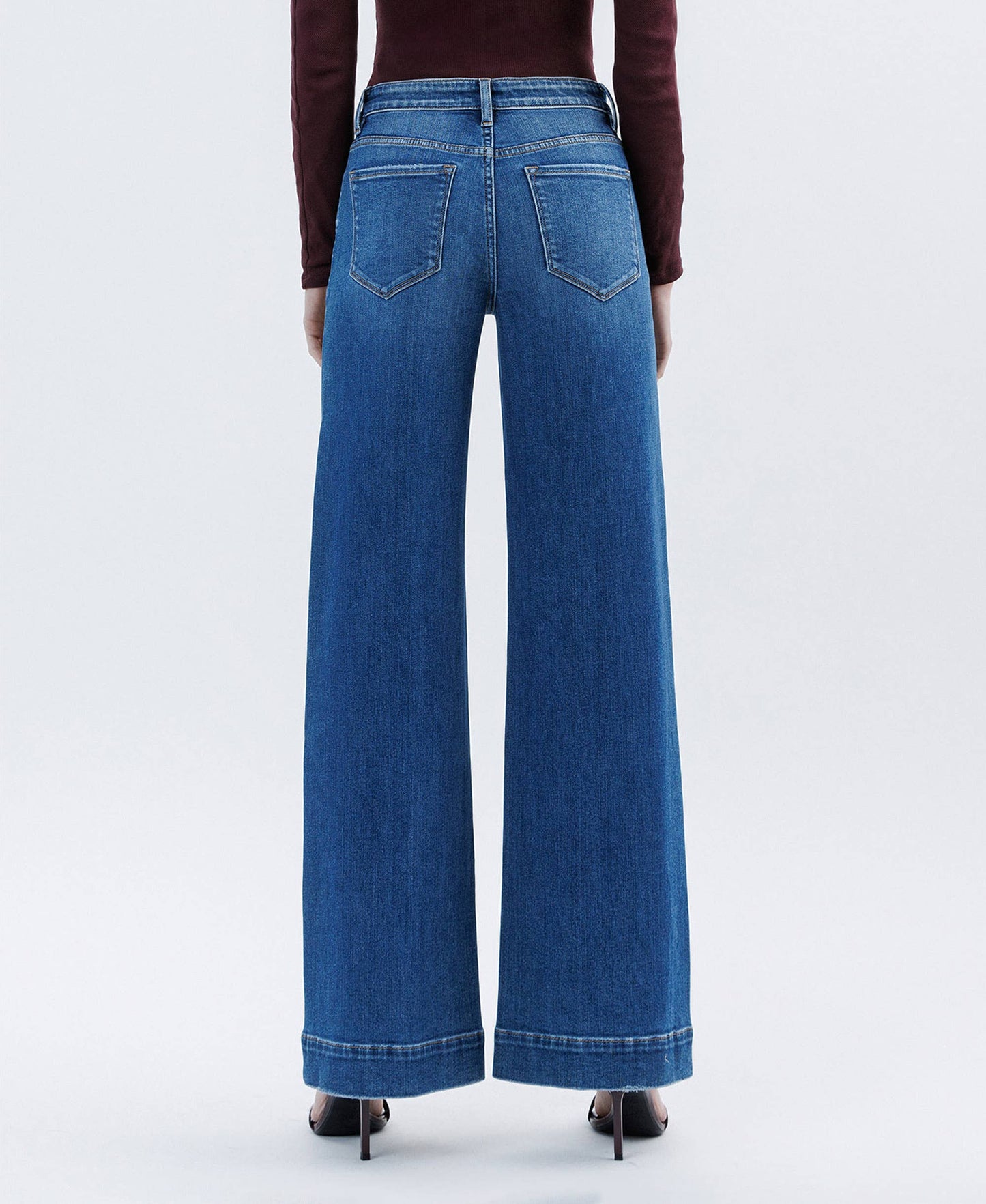HIGH RISE TROUSER HEM EXTREME WIDE LEG JEANS