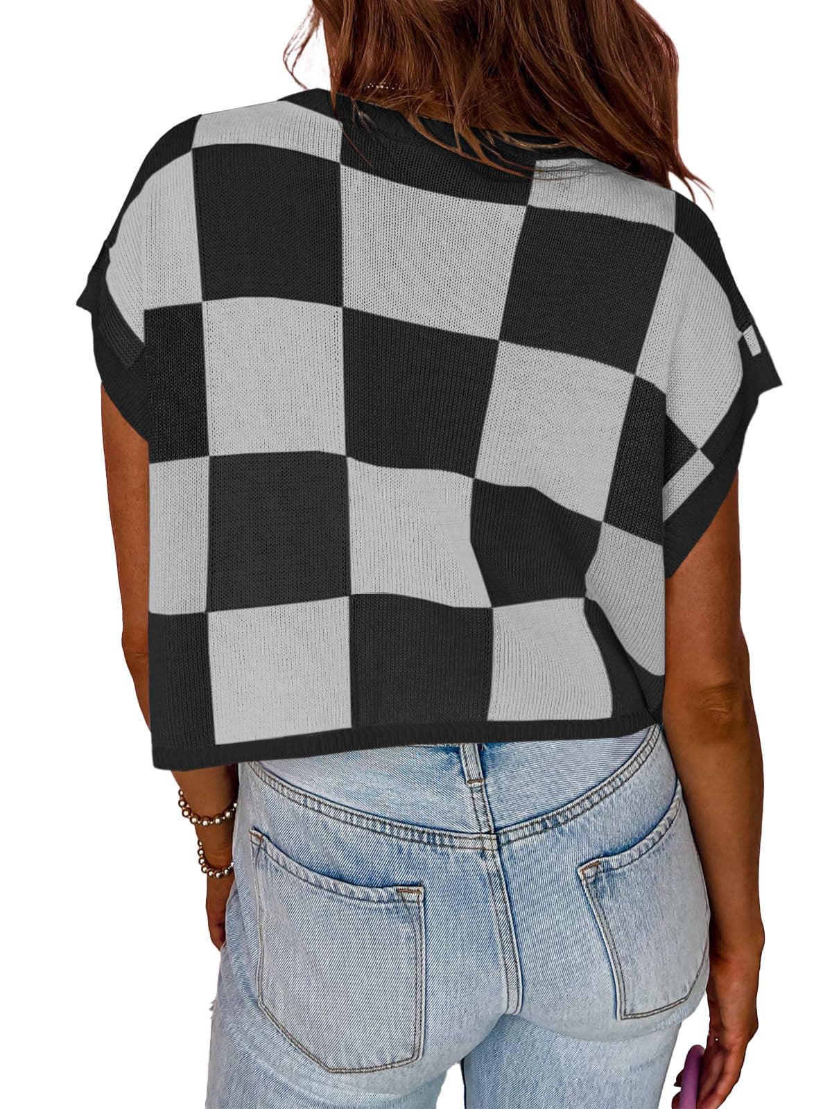 Colorblocked Sweater Vest Crew Neck Knit Trendy Pullover Vest