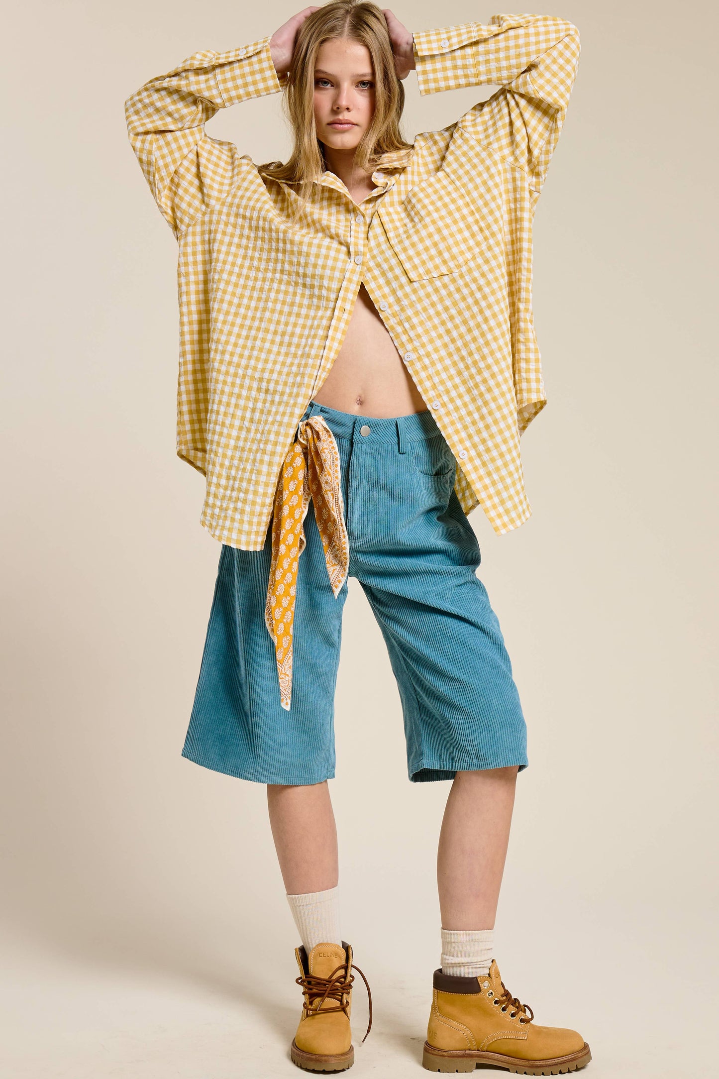 Oversized Gingham Button Down Shirt