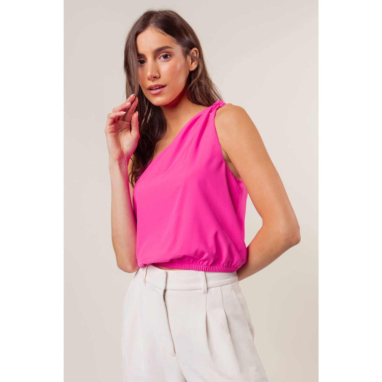 One Shoulder Knot Detail Top