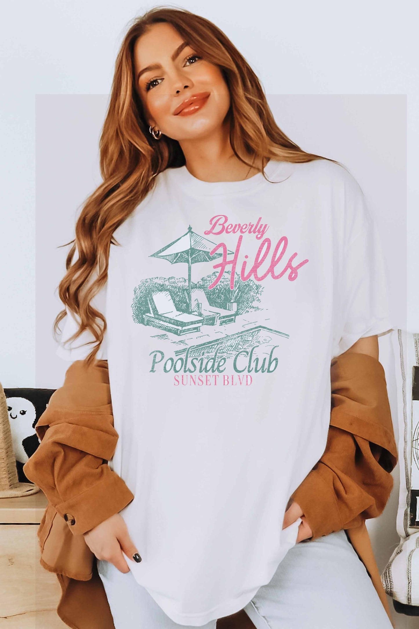 BEVERLY HILLS POOLSIDE OVERSIZED GRAPHIC TEE