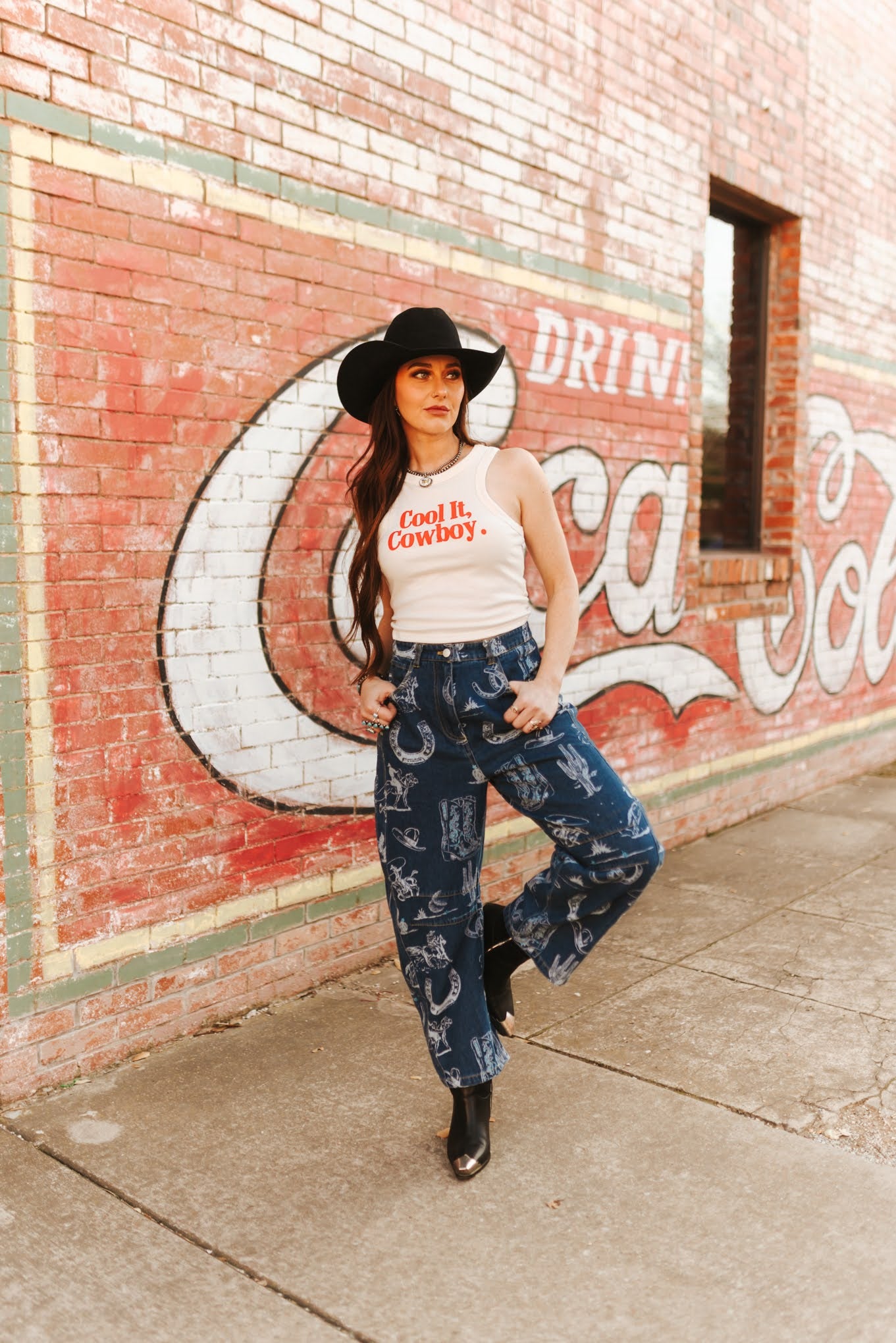 Garment Washed Western Barrel Jeans