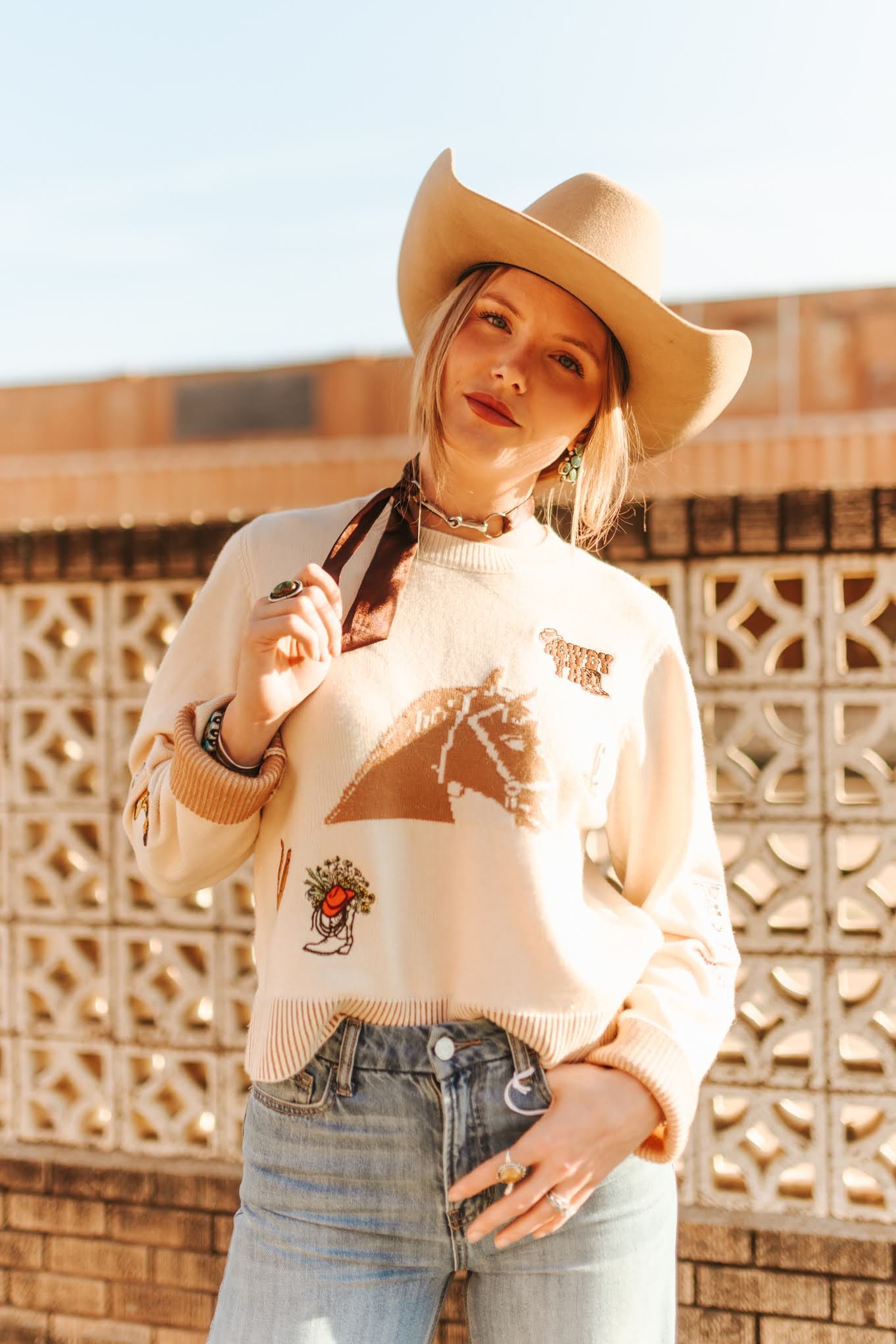 Horse Graphic Western Patch Sweater