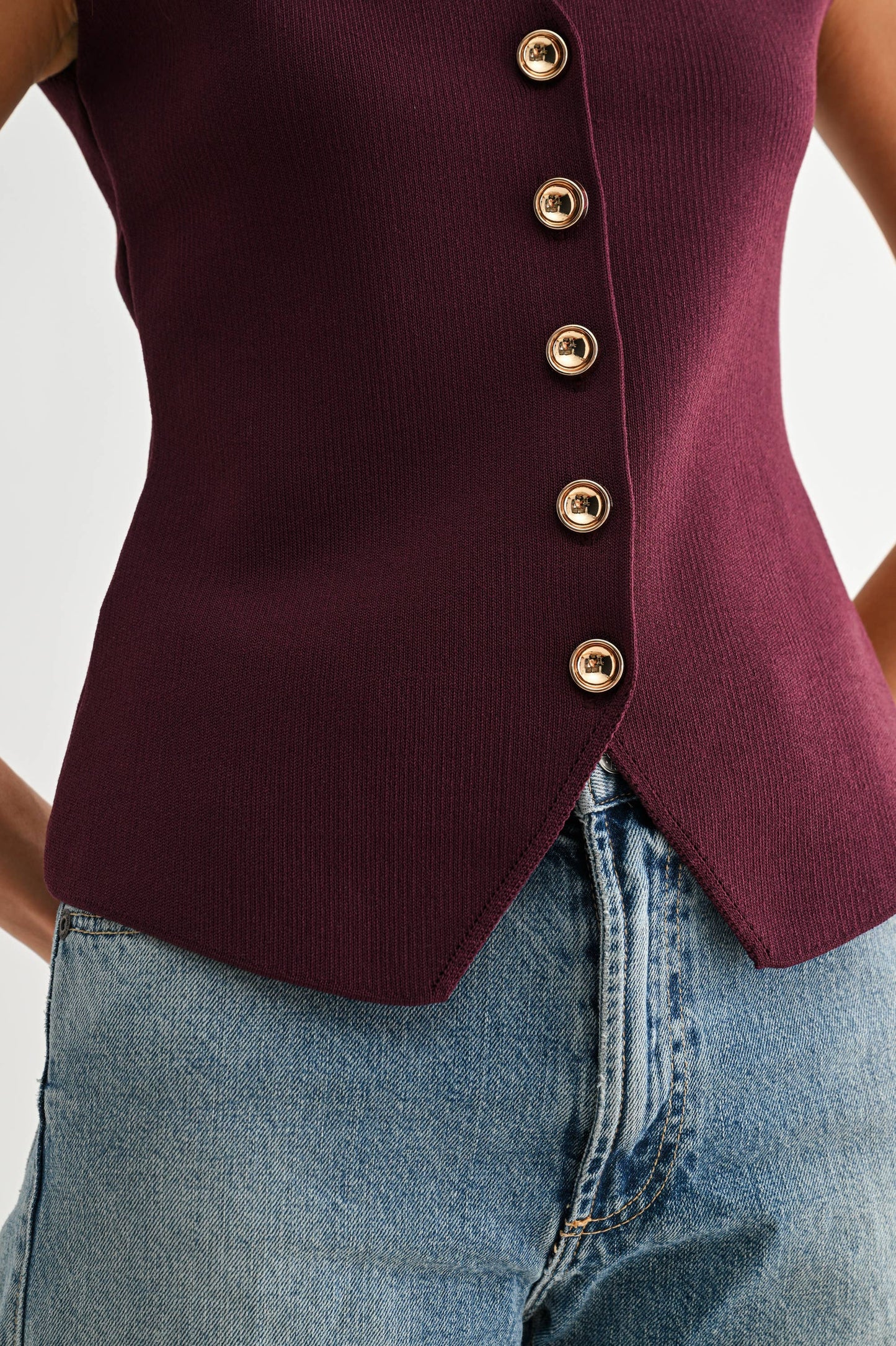 CJW26675 Plum Button-Front Knit Vest