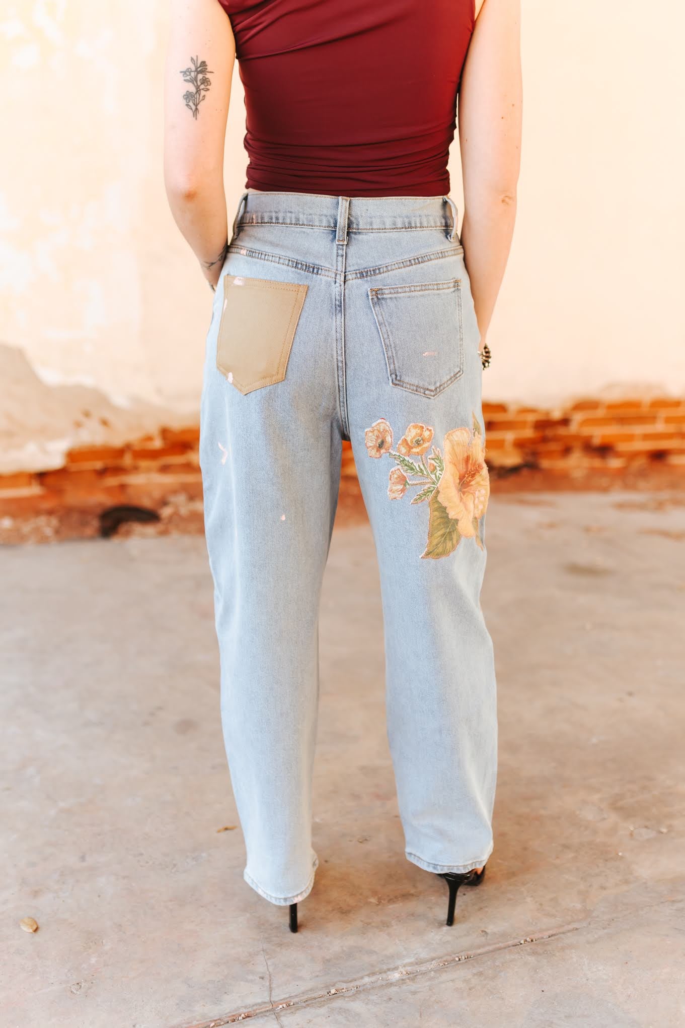 Flower Patch Barrel Leg Jean