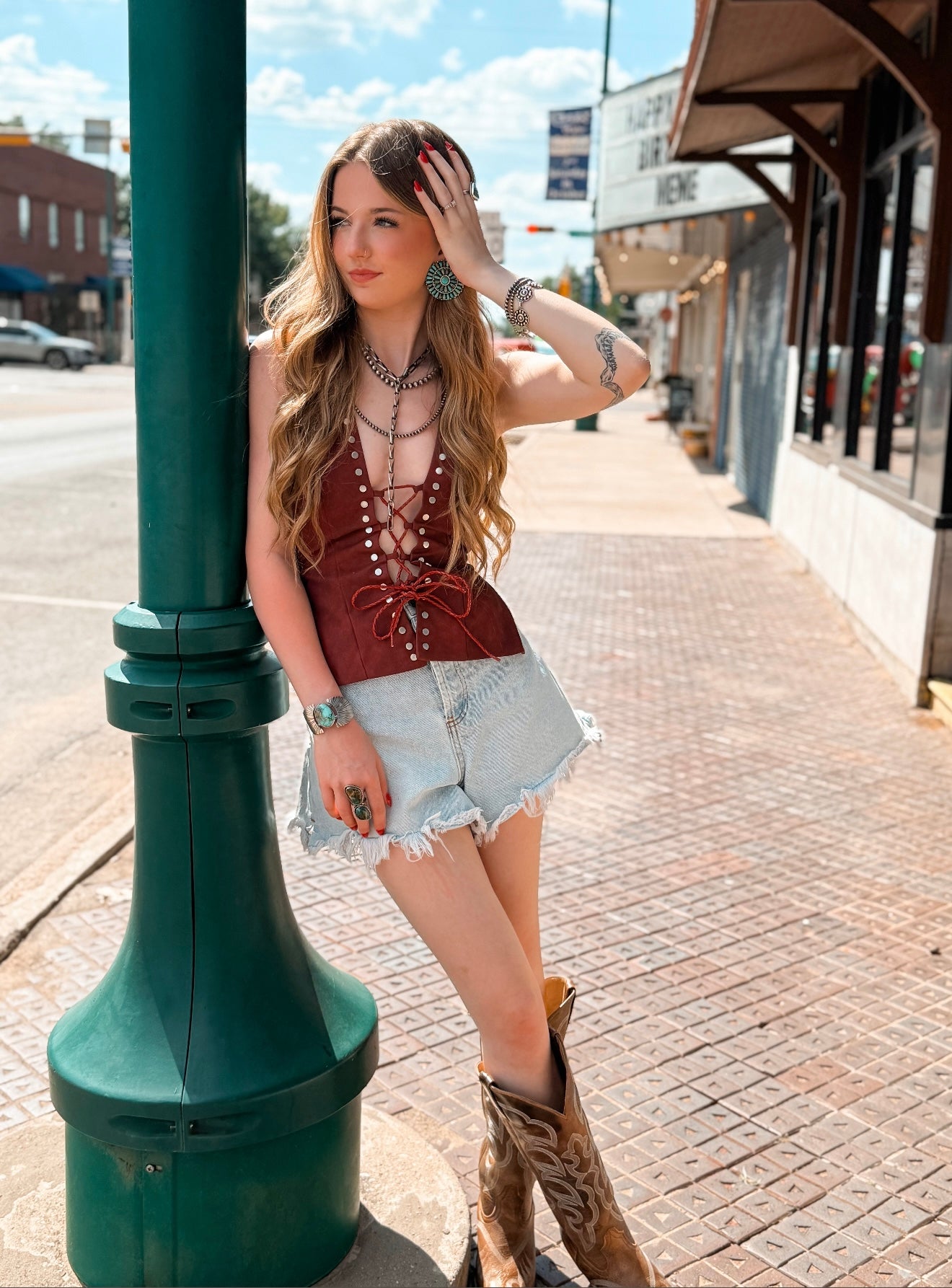 THE JOLENE LEATHER LACE UP TOP