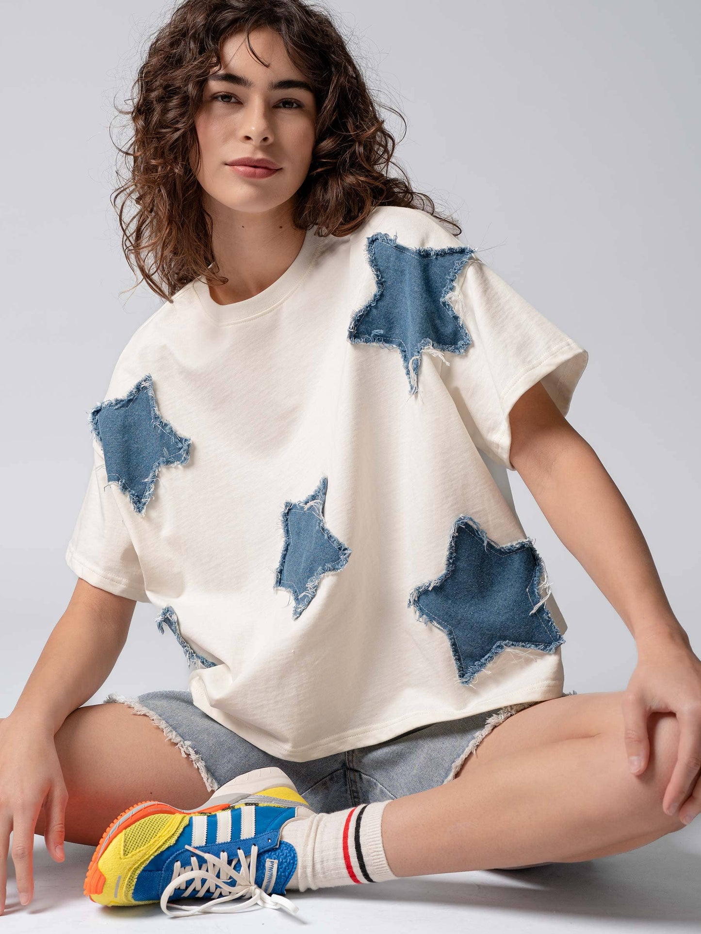 Distressed Denim Star Tee
