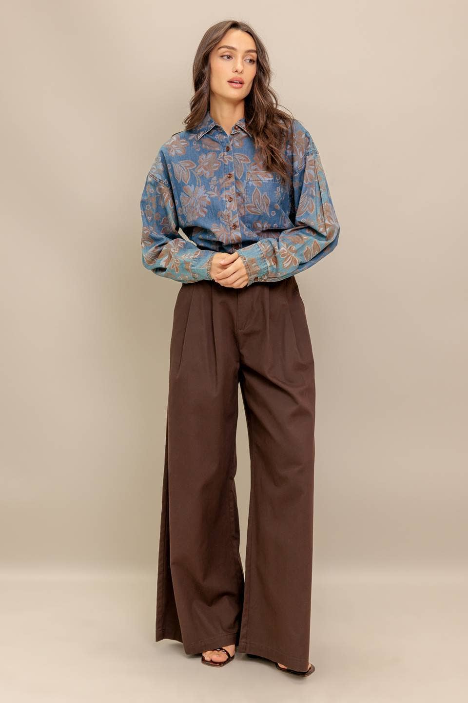 A washed printed lightweight denim top - IT13275