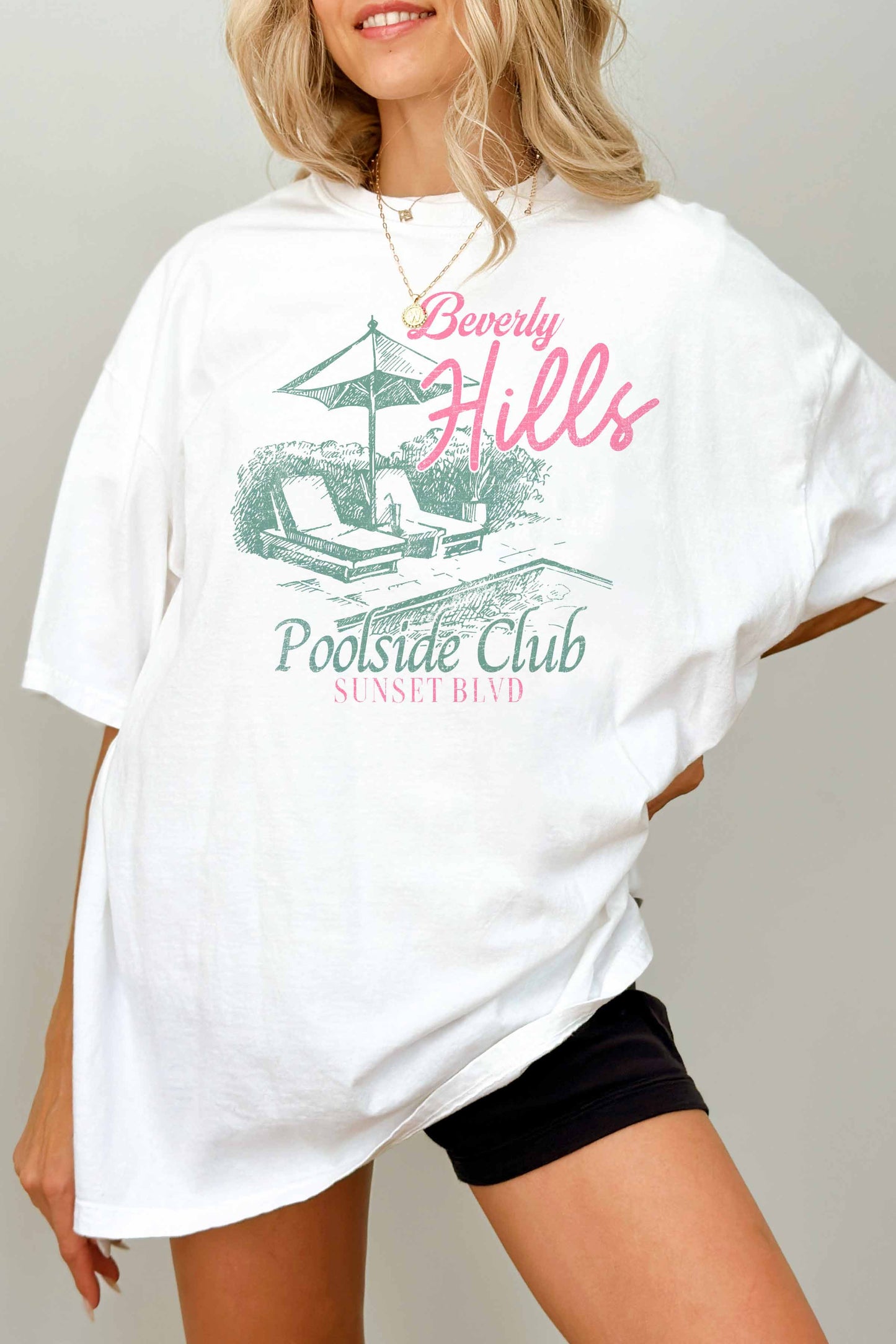 BEVERLY HILLS POOLSIDE OVERSIZED GRAPHIC TEE