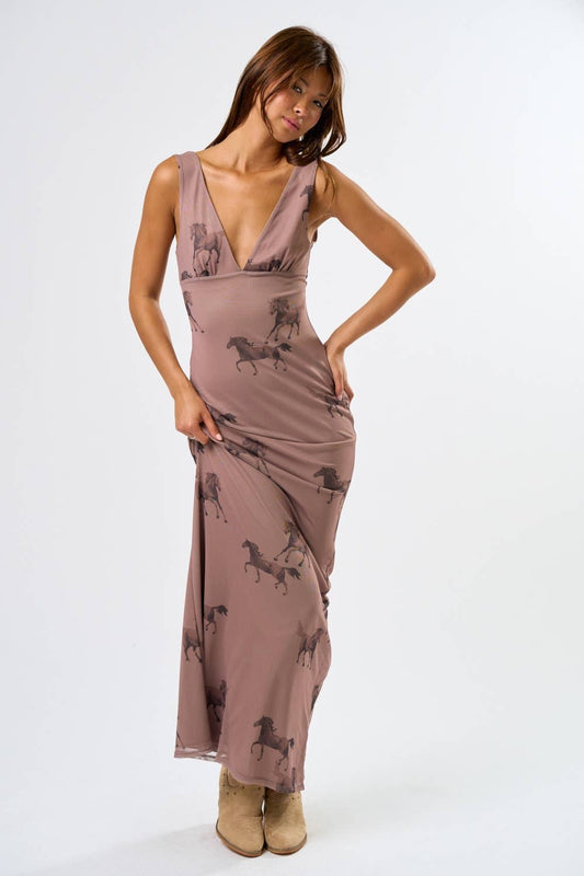 BD25228-6 MESH PRINT MAXI DRESS