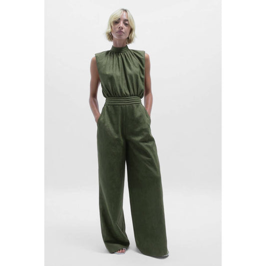 High Neck Cinched Waist Jumpsuit