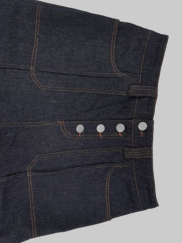 High Waist Straight Contrast Split Jean Pants