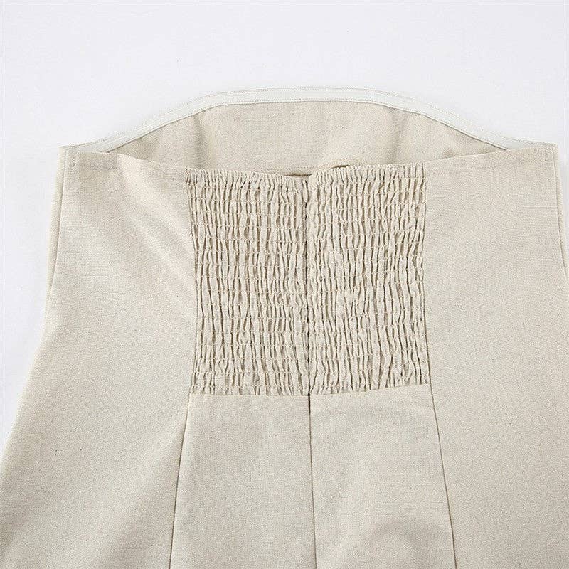 Solid Color Strapless Backless Maxi Dress