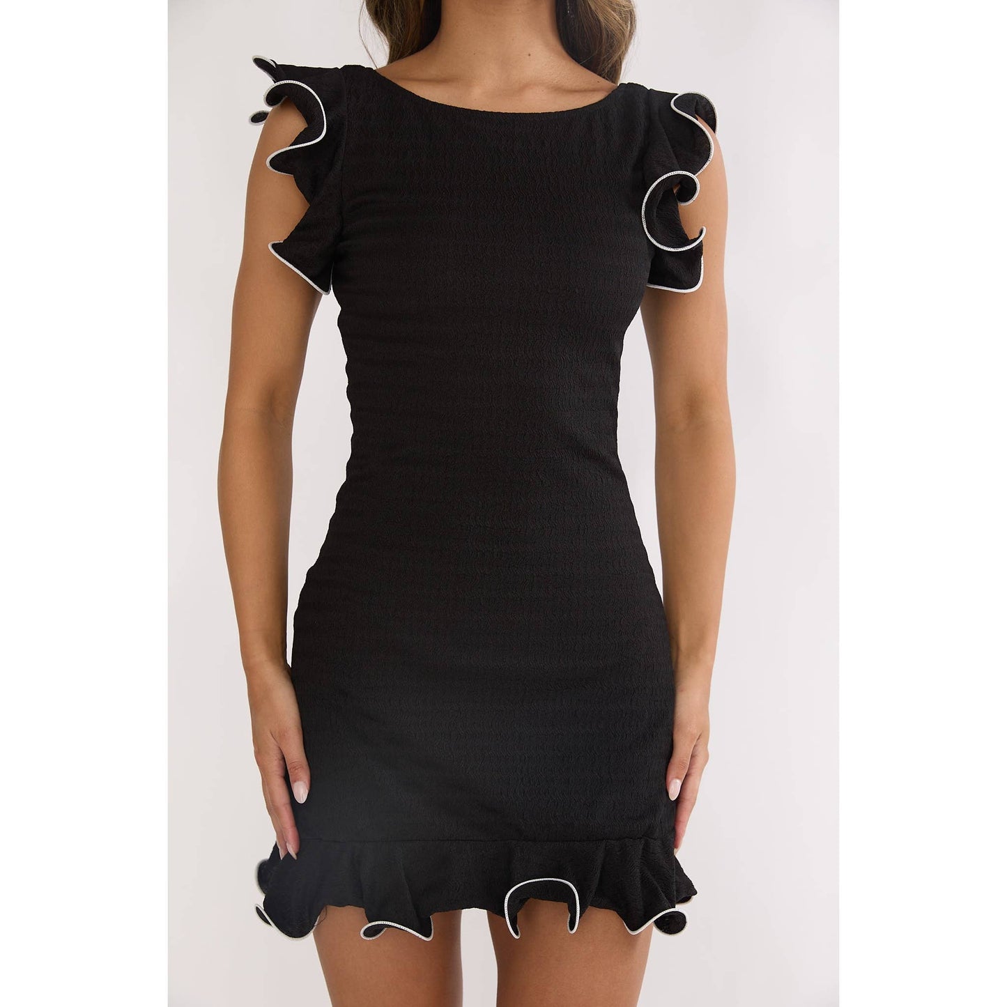 RUFFLE PIPE MINI DRESS / 64753F