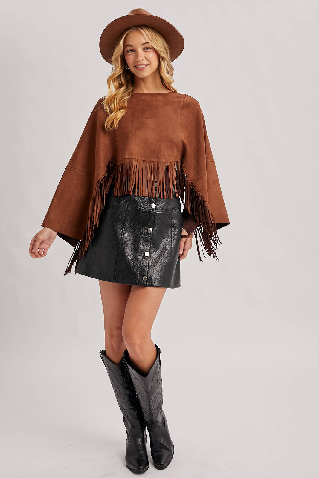 WESTERN BOHEMIAN SUEDE FRINGE CAPE