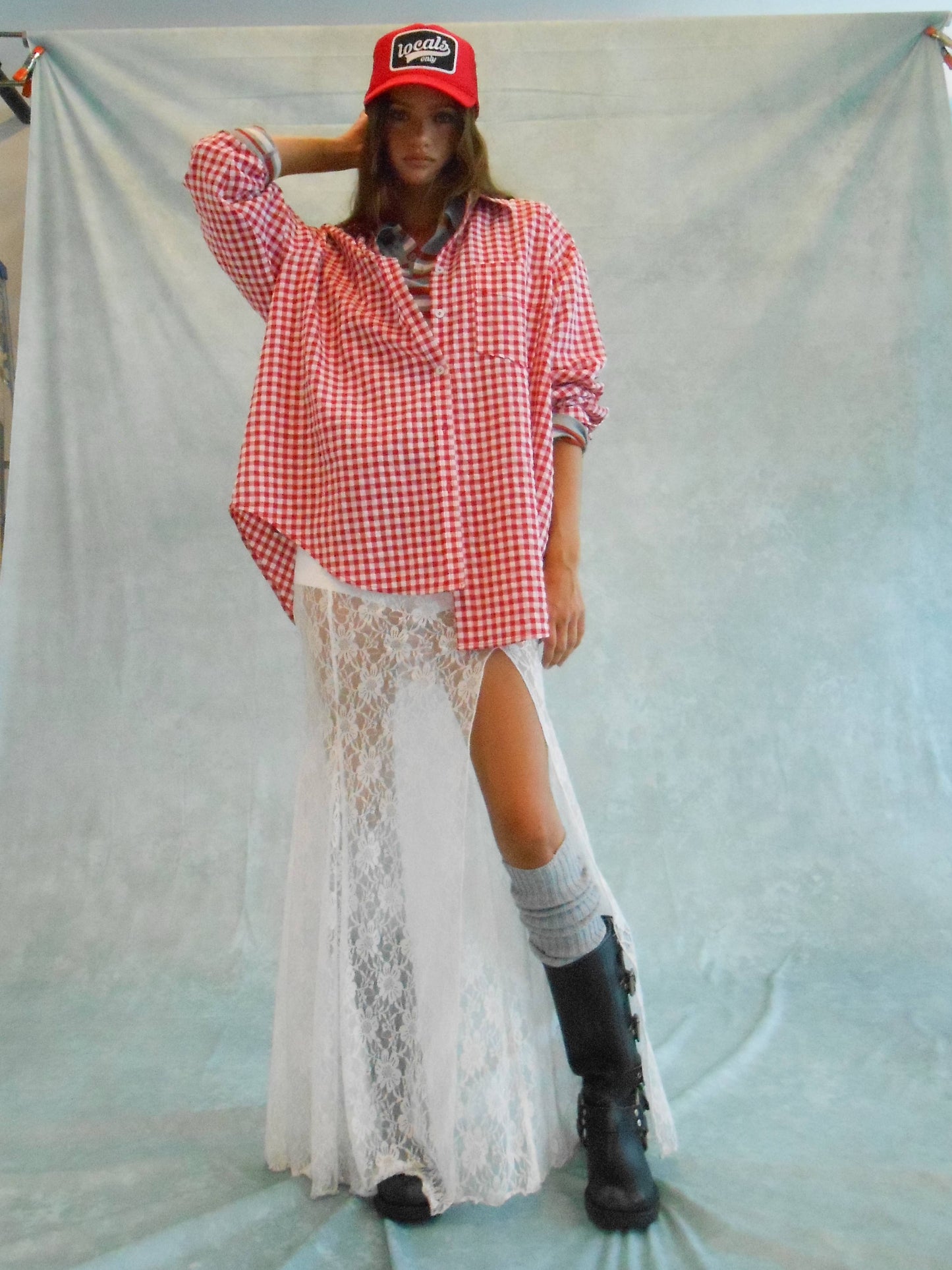 Oversized Gingham Button Down Shirt
