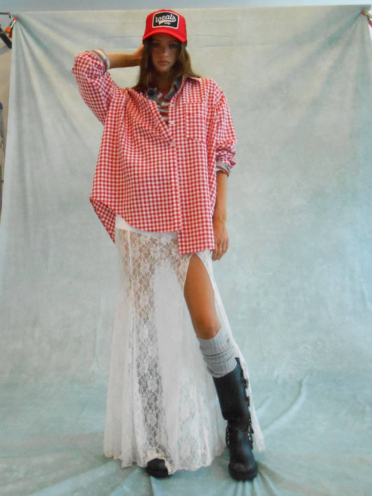 Oversized Gingham Button Down Shirt